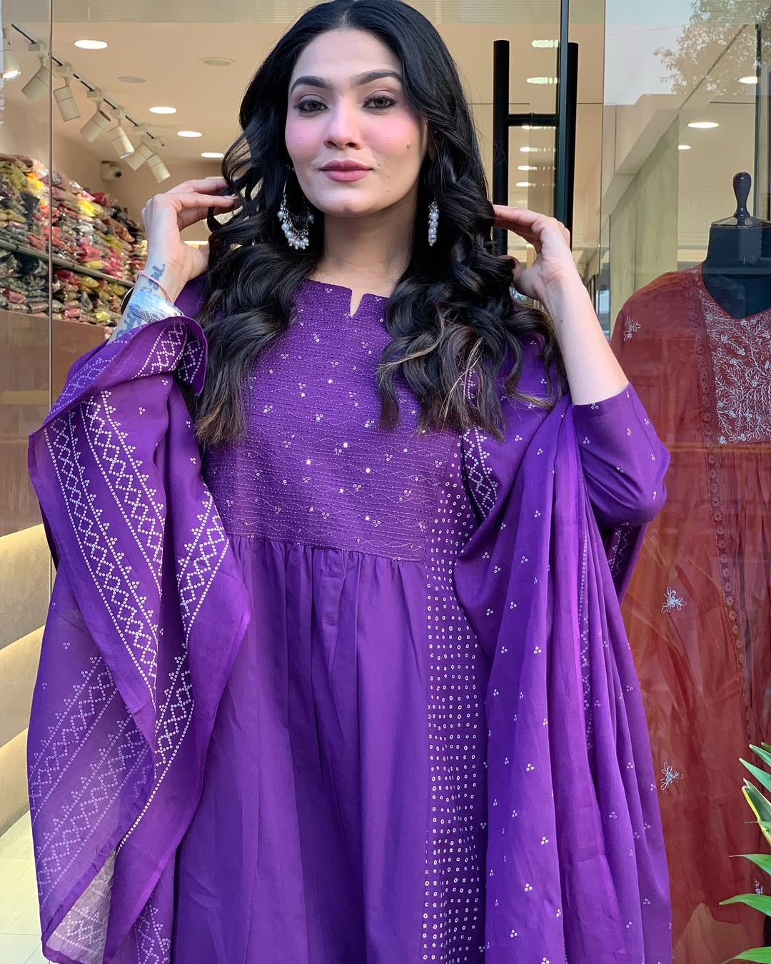 Women's PV Chanderi Kurti Pant Set with Printed Chanderi Dupatta