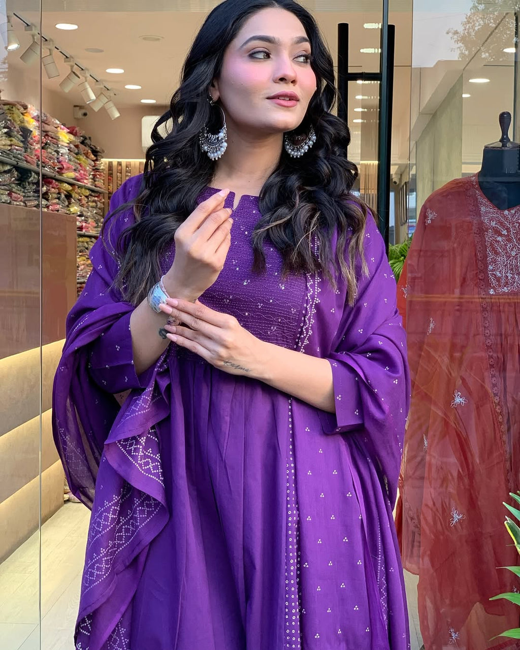 Women's PV Chanderi Kurti Pant Set with Printed Chanderi Dupatta