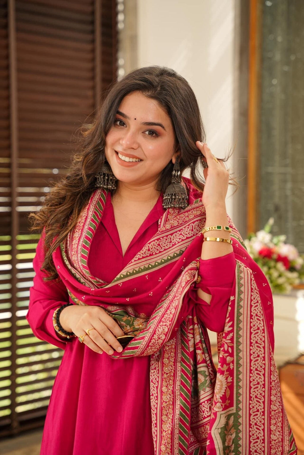 Women's South Cotton Rani Kurti Pant Set with Printed Chanderi Silk Dupatta