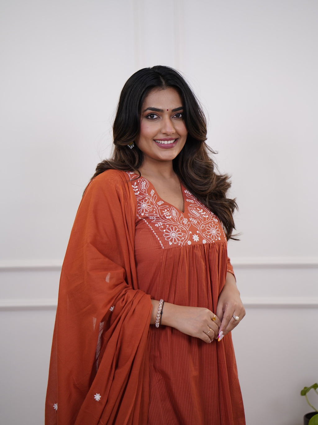 Women's Embroidered Kurta with pant and Dupatta set