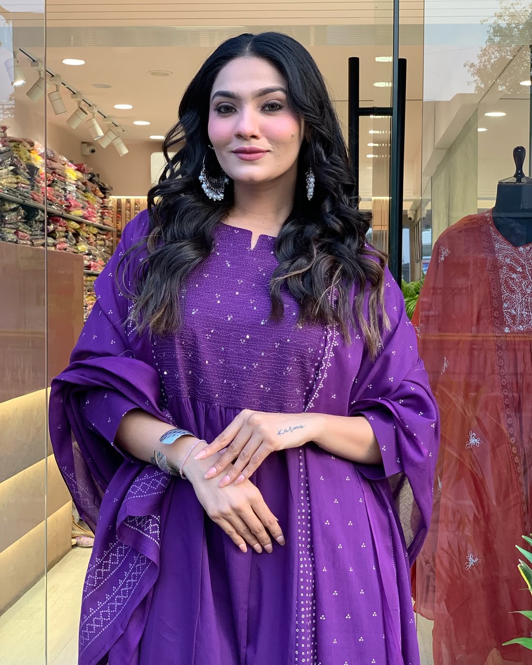 Women's PV Chanderi Kurti Pant Set with Printed Chanderi Dupatta