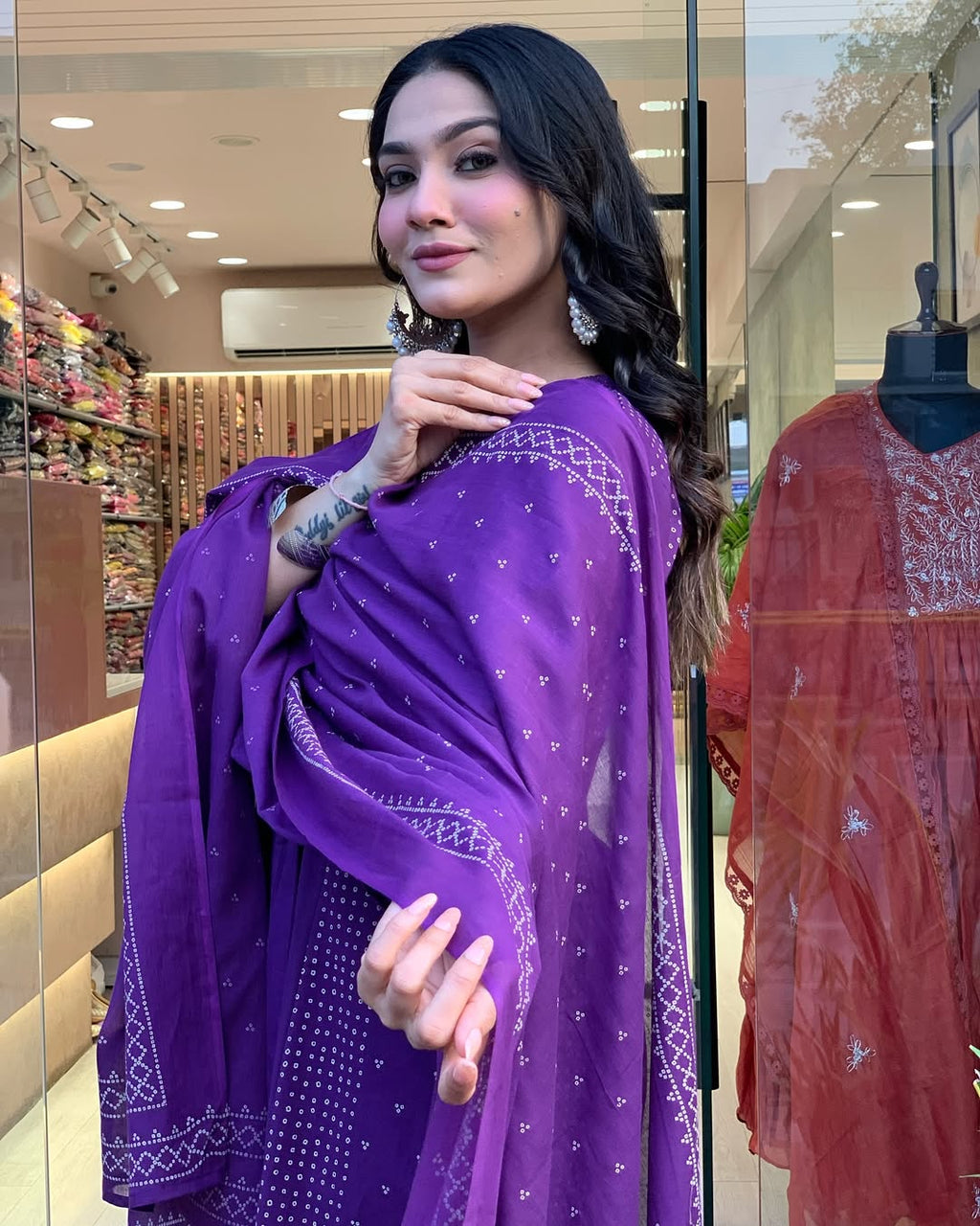 Women's PV Chanderi Kurti Pant Set with Printed Chanderi Dupatta