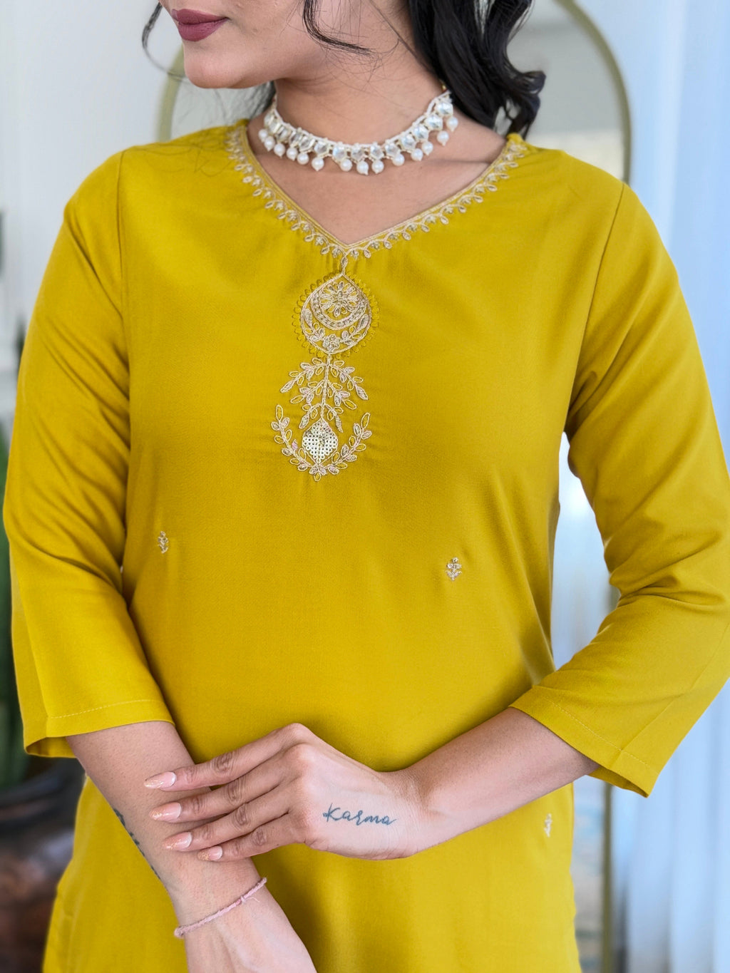 Women's Rayon Embroidered Straight Kurta with Rayon Pant And Taby Laced Dupatta Sets