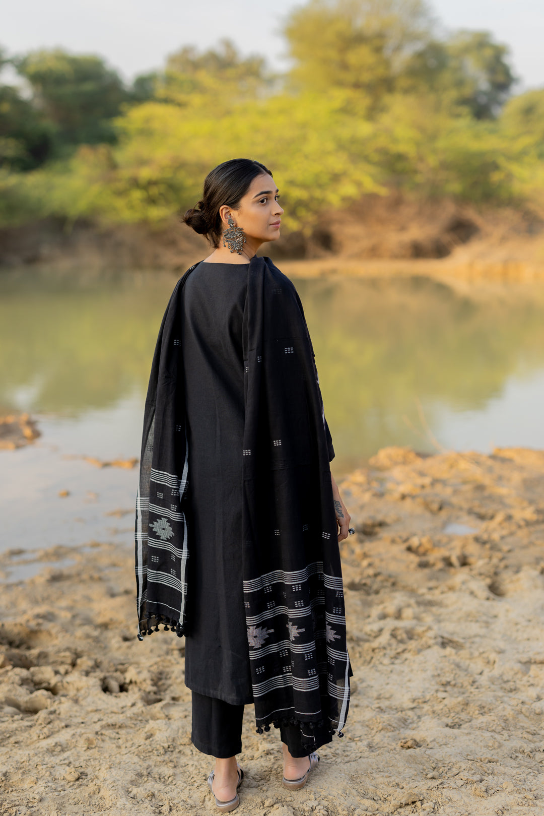 Women's Chanderi Kurti Pant Set with Printed Chanderi Dupatta