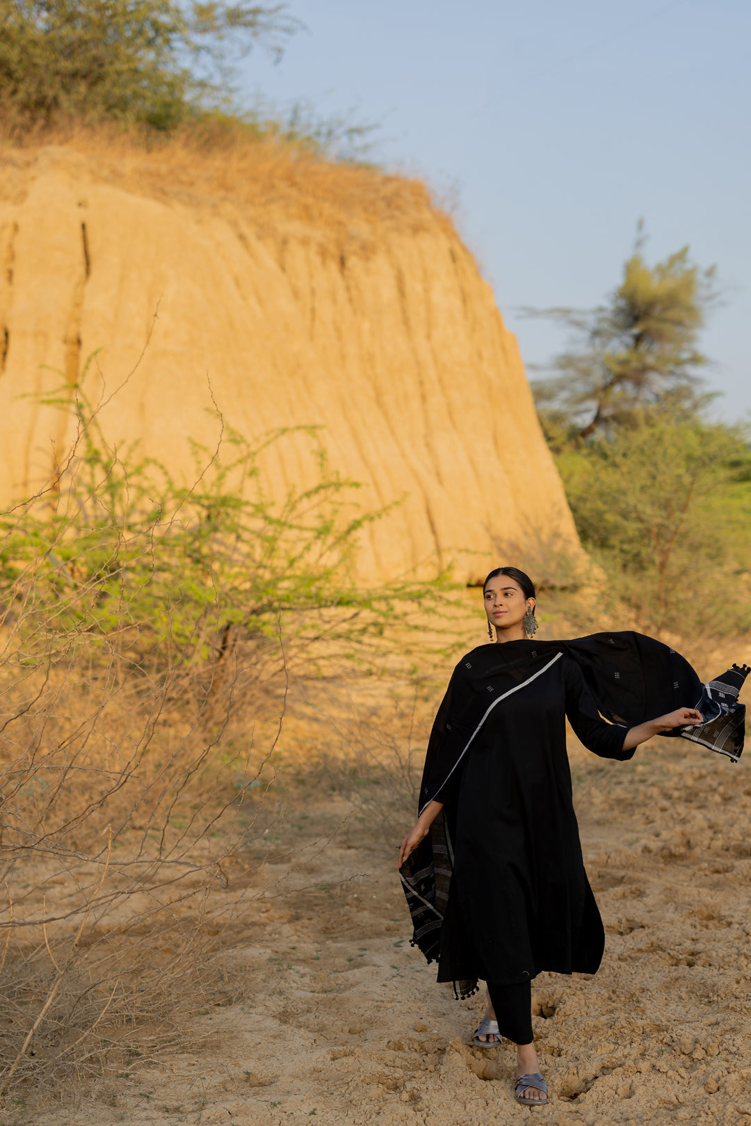 Women's Chanderi Kurti Pant Set with Printed Chanderi Dupatta