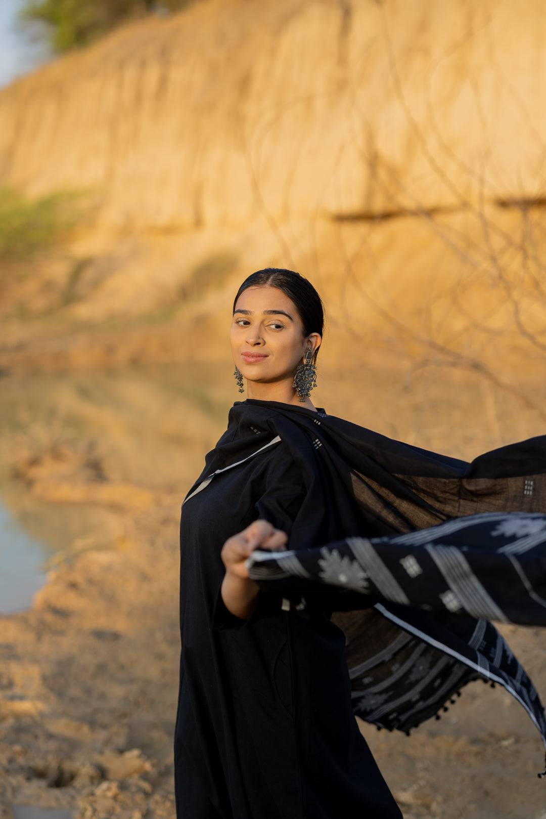 Women's Chanderi Kurti Pant Set with Printed Chanderi Dupatta