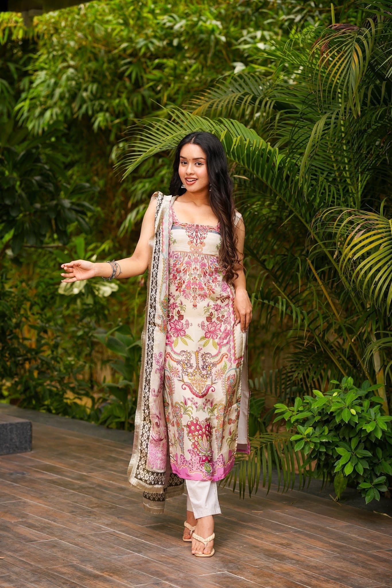 French Crepe Printed Straight Kurta Set