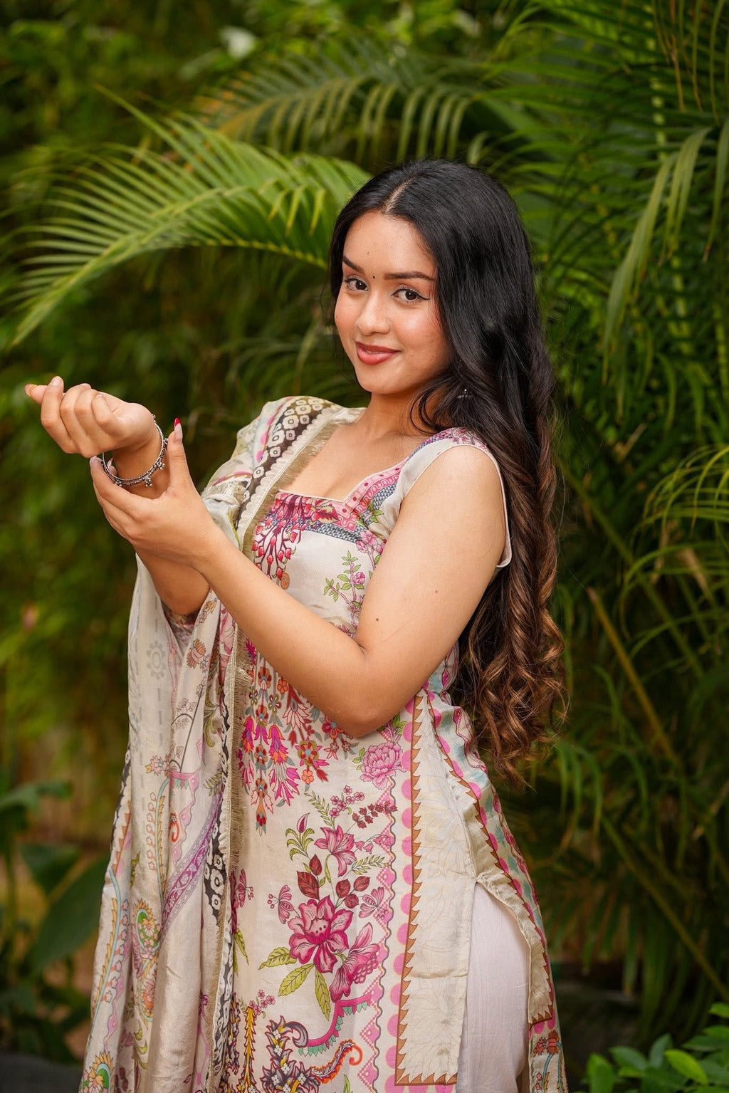 French Crepe Printed Straight Kurta Set