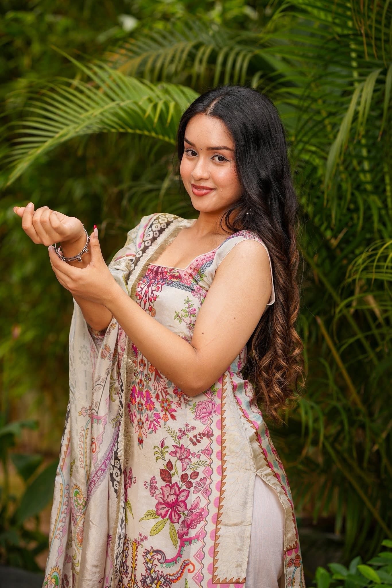 French Crepe Printed Straight Kurta Set