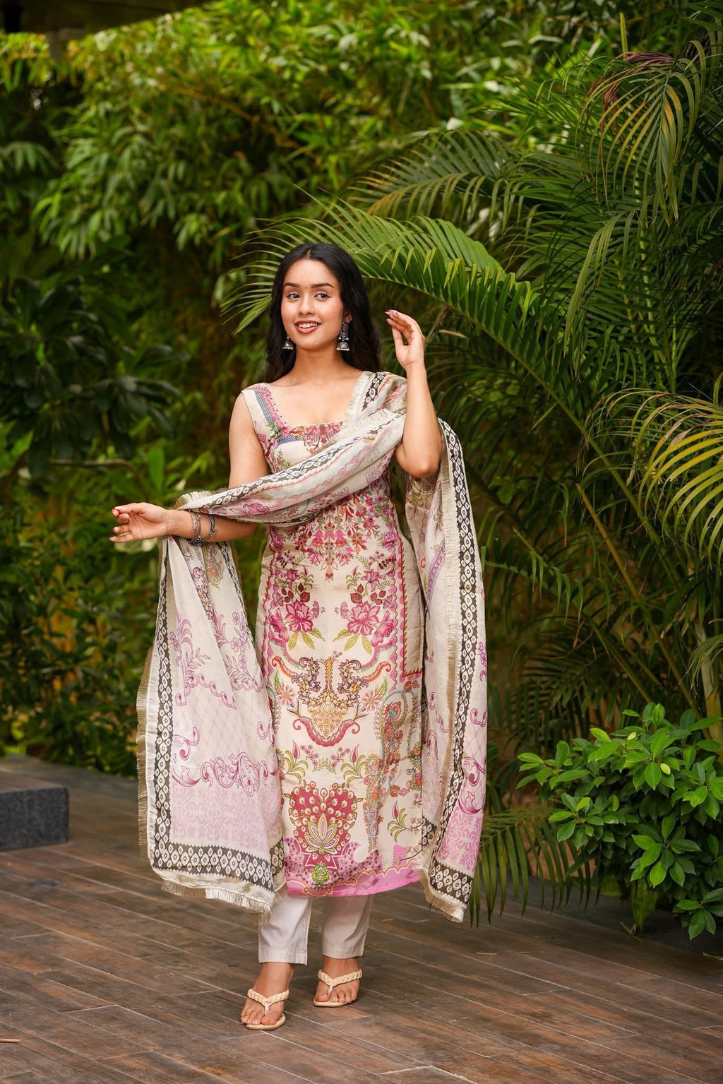 French Crepe Printed Straight Kurta Set