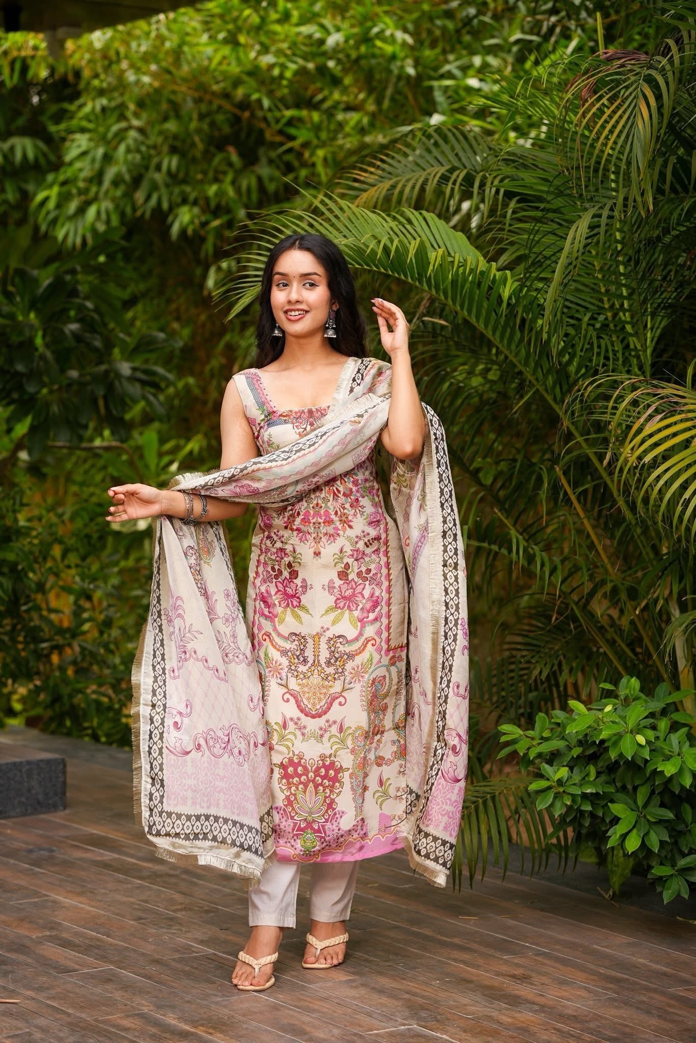 French Crepe Printed Straight Kurta Set