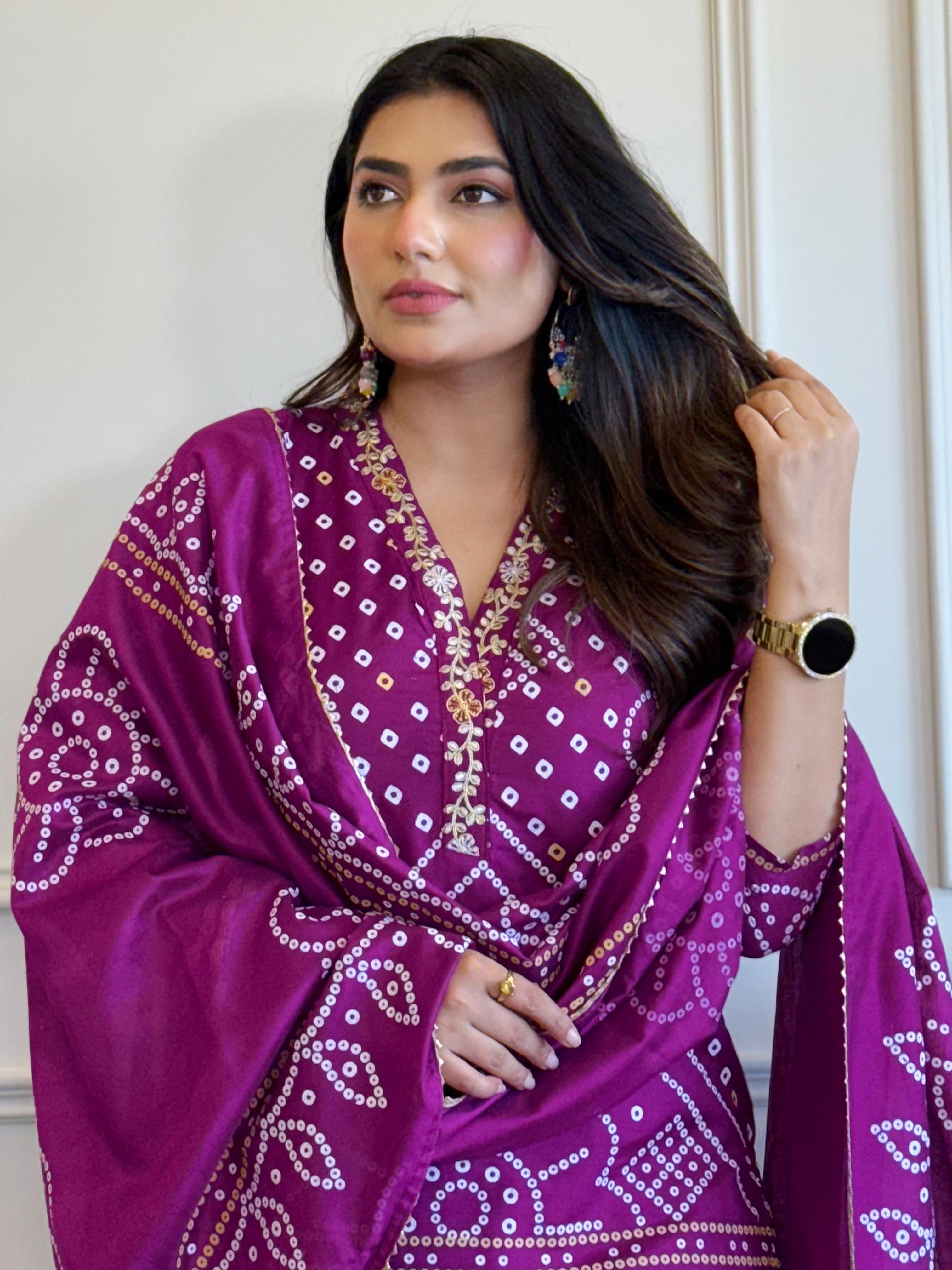 Women's Viscose Cotton Embroidered Kurti Set with Chanderi Dupatta