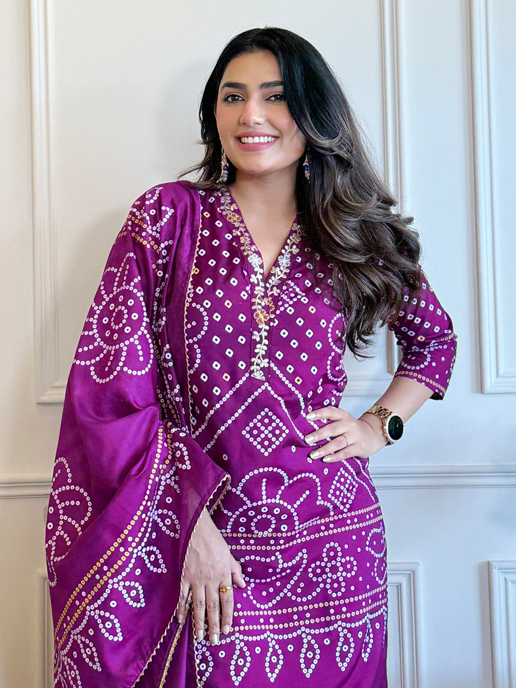 Women's Viscose Cotton Embroidered Kurti Set with Chanderi Dupatta