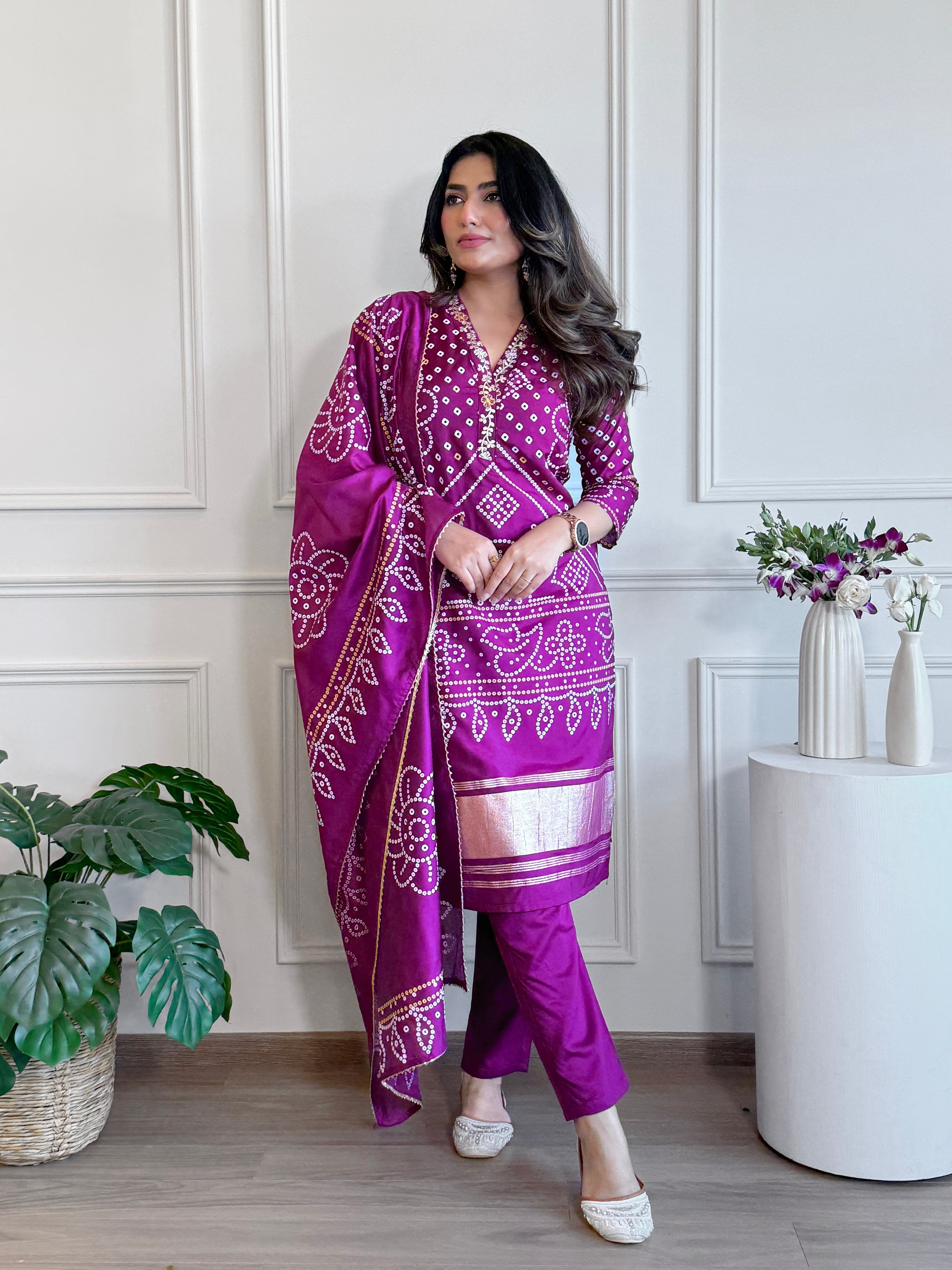 Women's Viscose Cotton Embroidered Kurti Set with Chanderi Dupatta