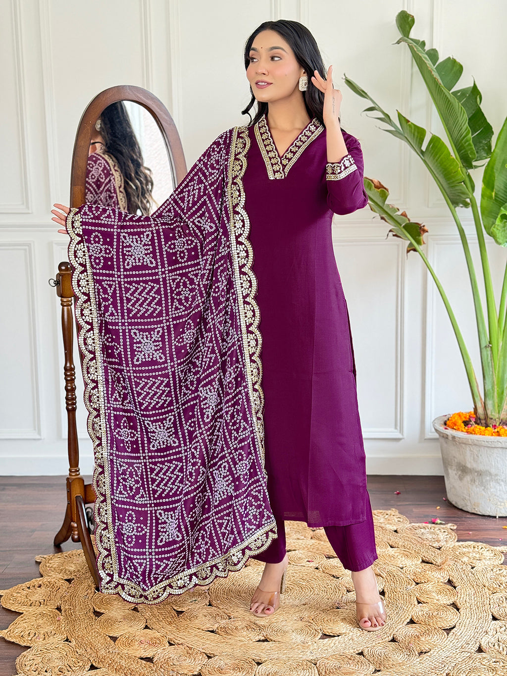 Women's Petrol Viscose Silk Embroidered Straight Kurta with Viscose Silk Pant And Chinon Printed Dupatta Sets