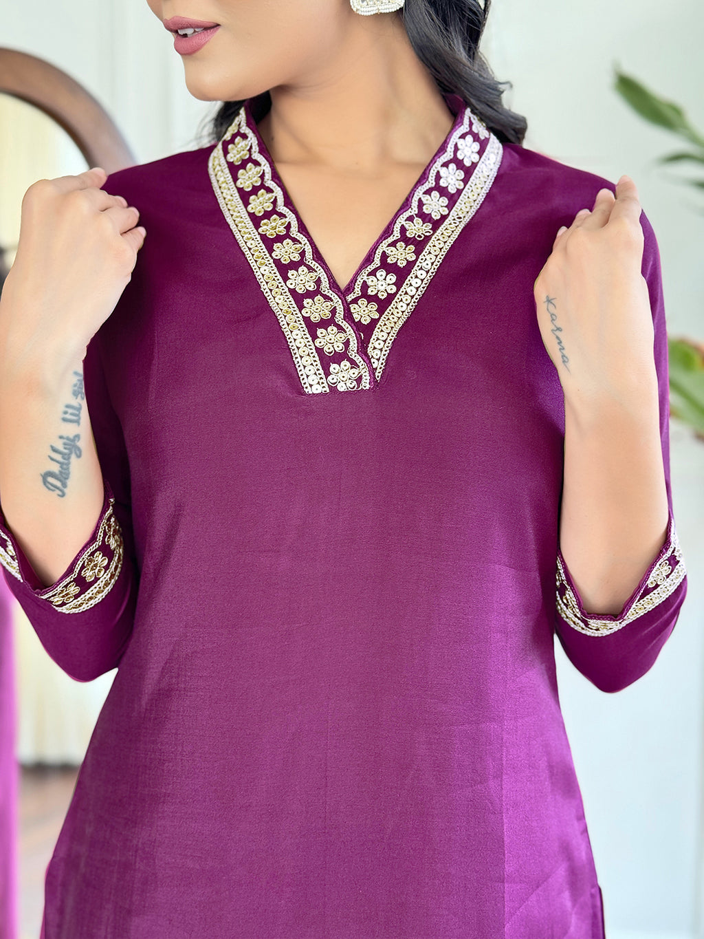 Women's Petrol Viscose Silk Embroidered Straight Kurta with Viscose Silk Pant And Chinon Printed Dupatta Sets