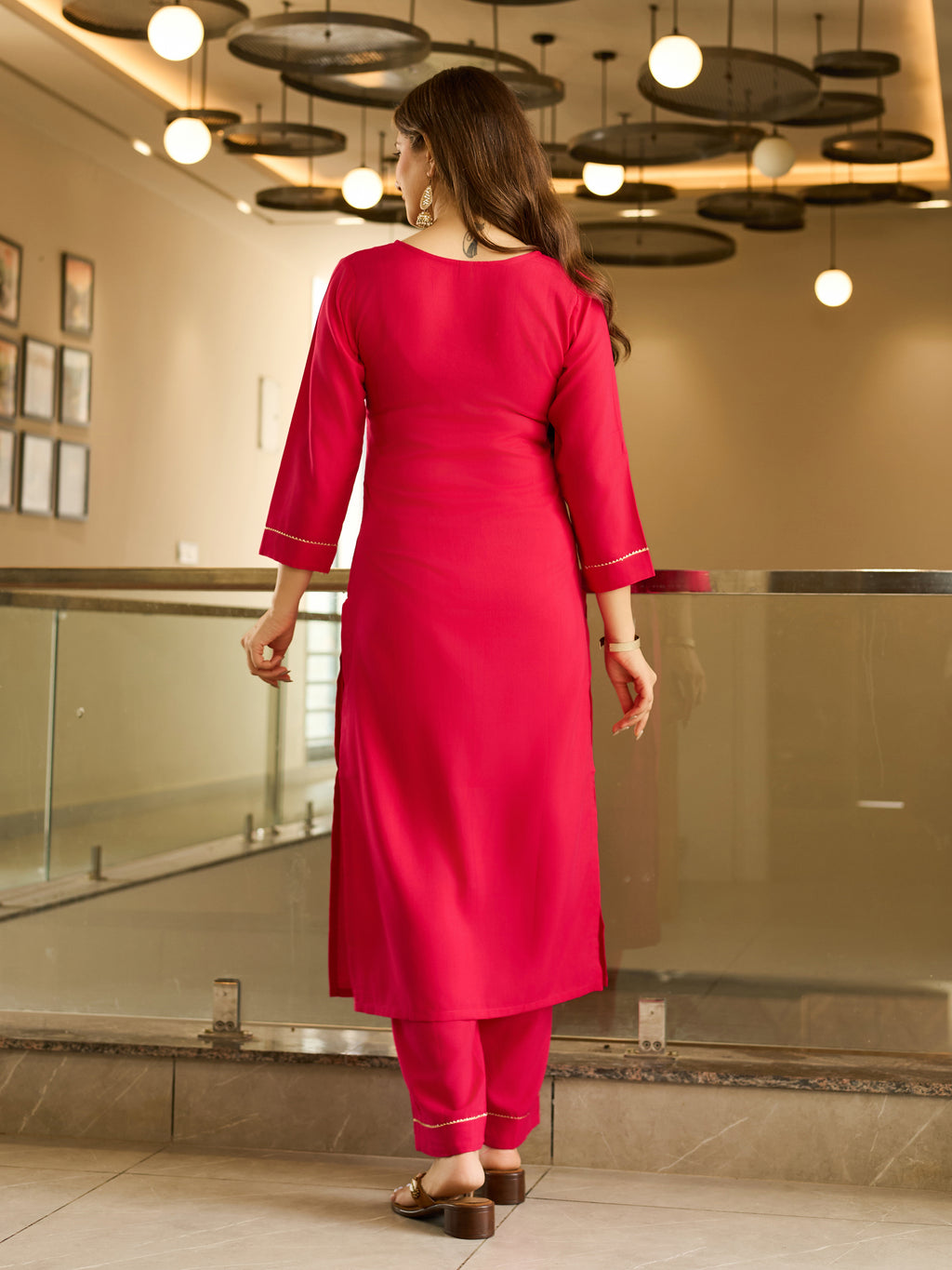 Viscose Embroidered Straight Kurta Pant With Dupatta Set