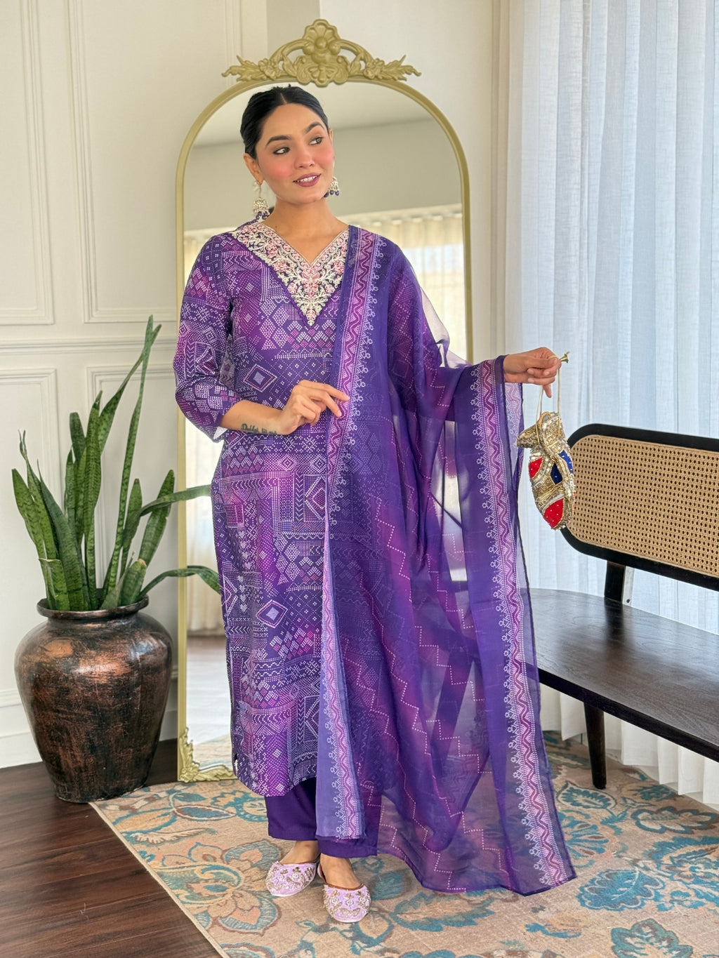 Women's Rayon Embroidered Straight Kurta with Pant And Dupatta Sets