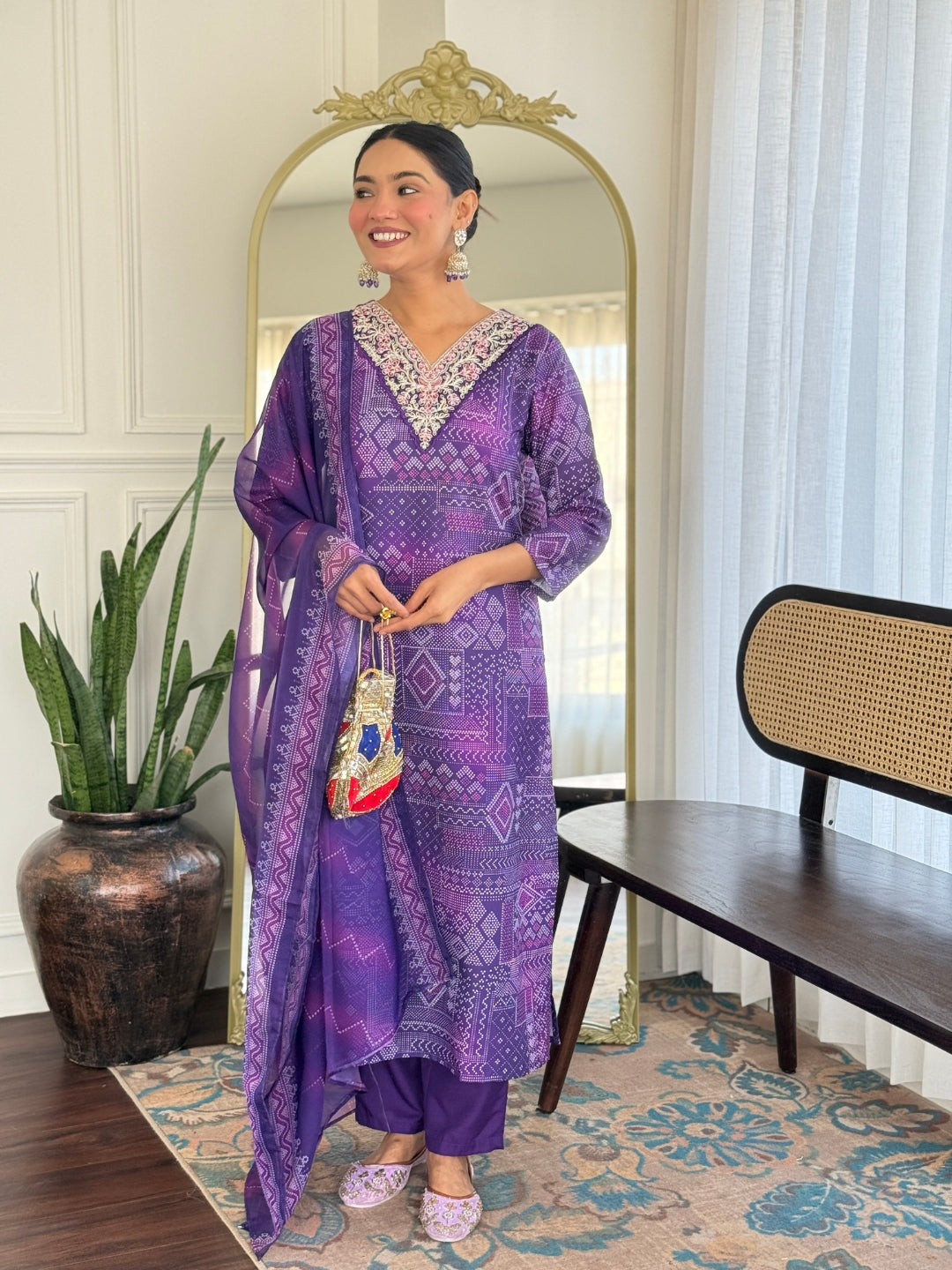 Women's Rayon Embroidered Straight Kurta with Pant And Dupatta Sets