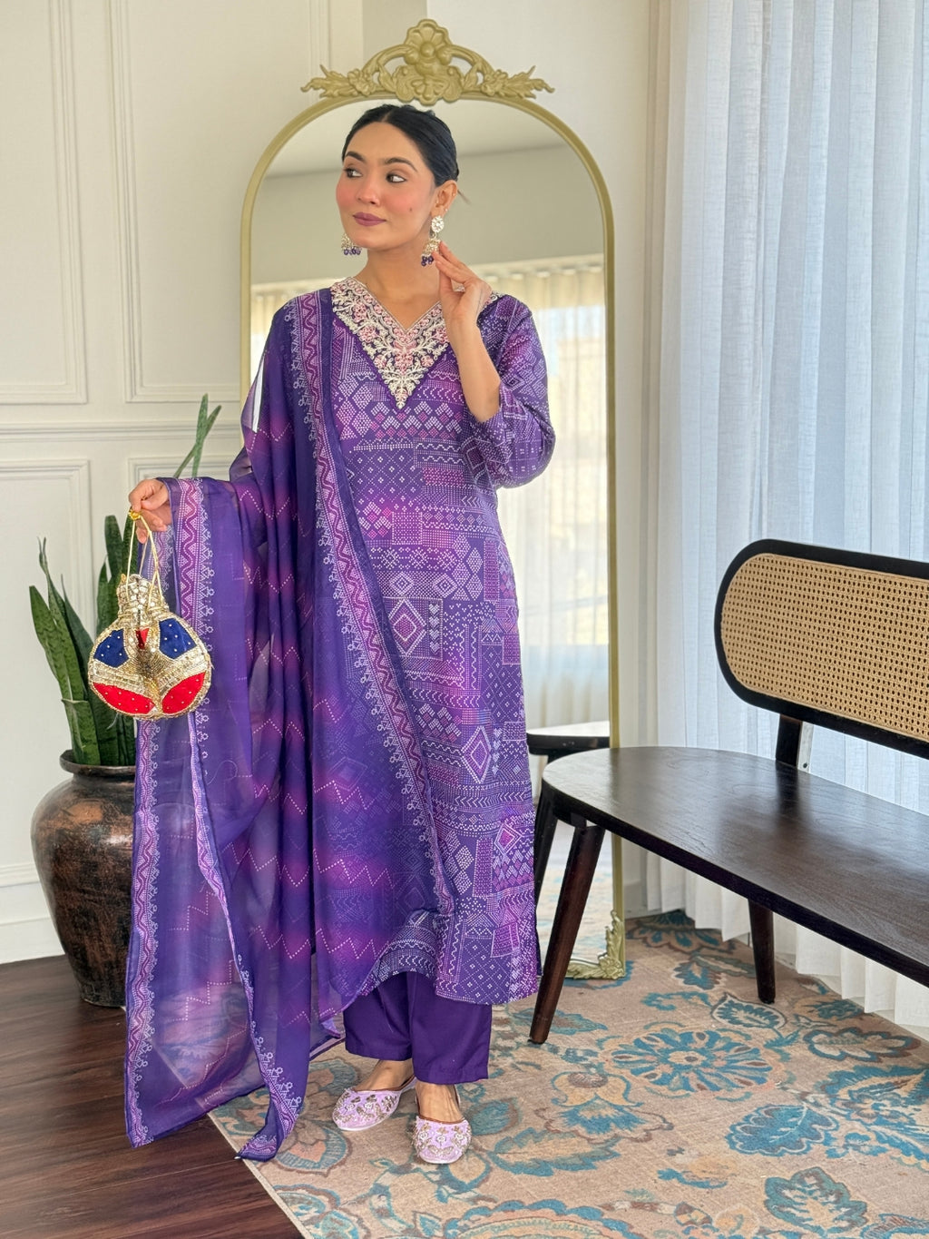 Women's Rayon Embroidered Straight Kurta with Pant And Dupatta Sets