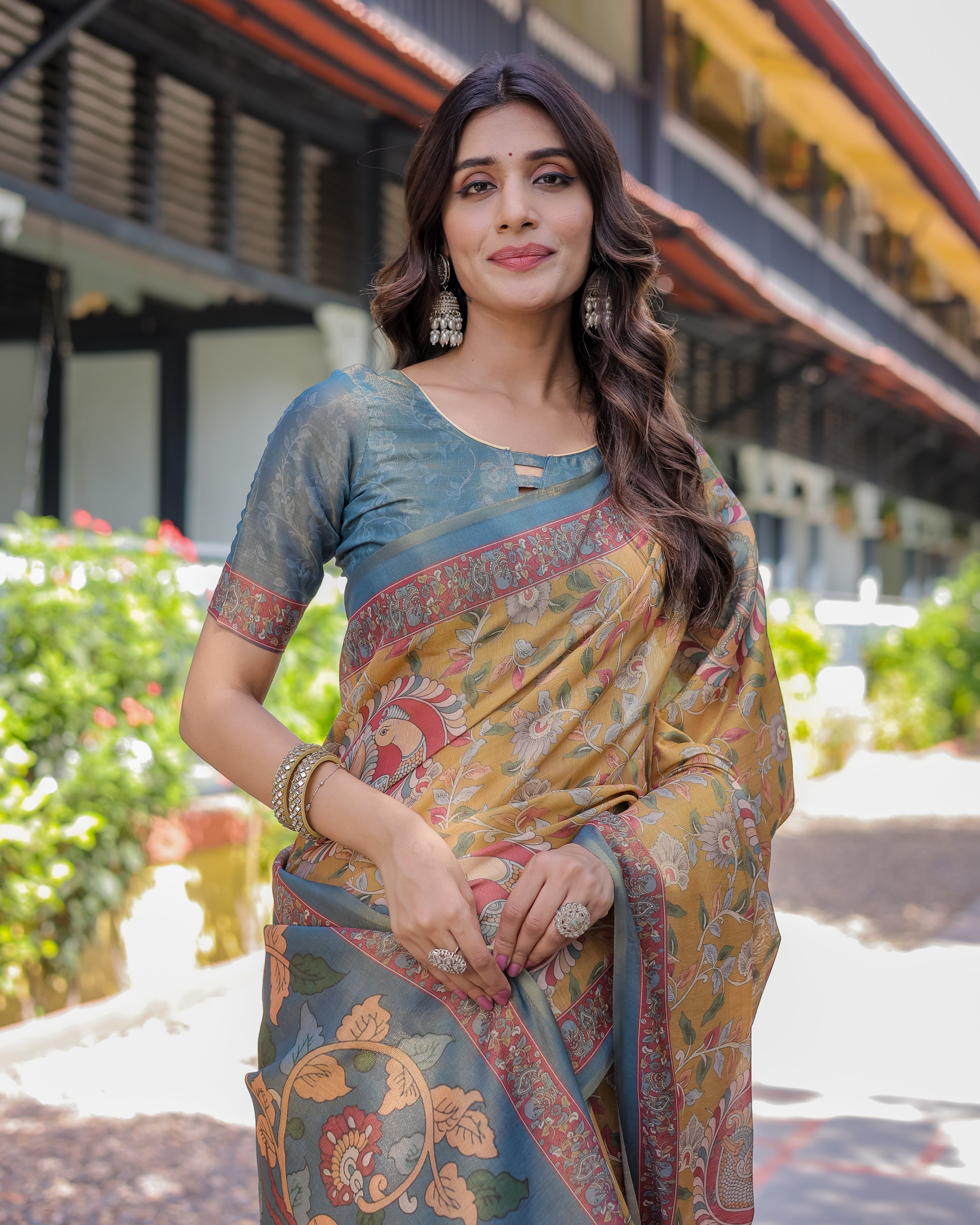 Maroon Handloom Cotton Saree with Intricate Peacock & Floral Art – Contrast Green Pallu