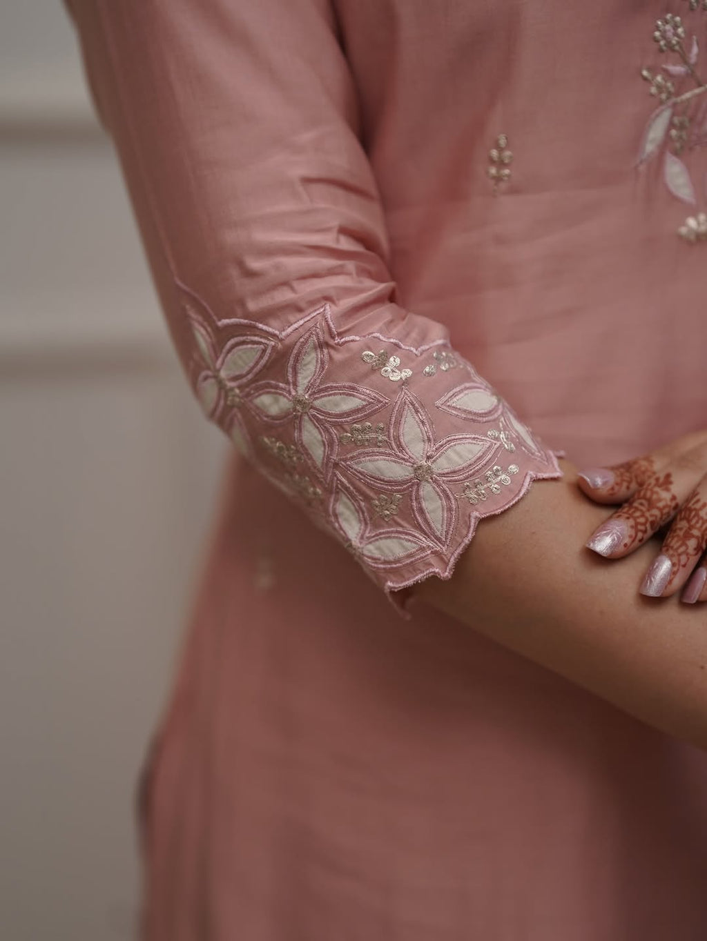 Women's PV Chanderi Kurti Pant Set with Jacquard Cotton Dupatta