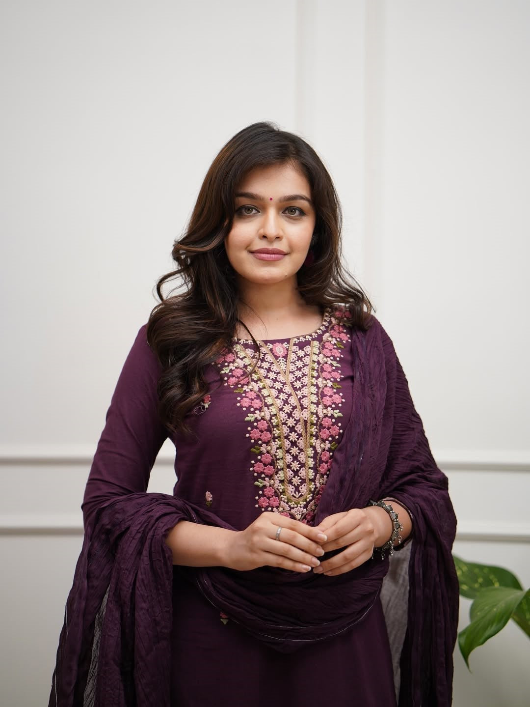 Rayon Slub Embroidered Kurti Set with Chanderi Cotton Dupatta