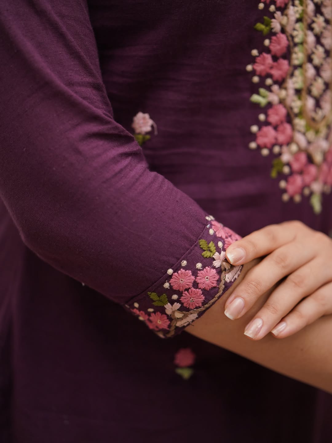 Rayon Slub Embroidered Kurti Set with Chanderi Cotton Dupatta