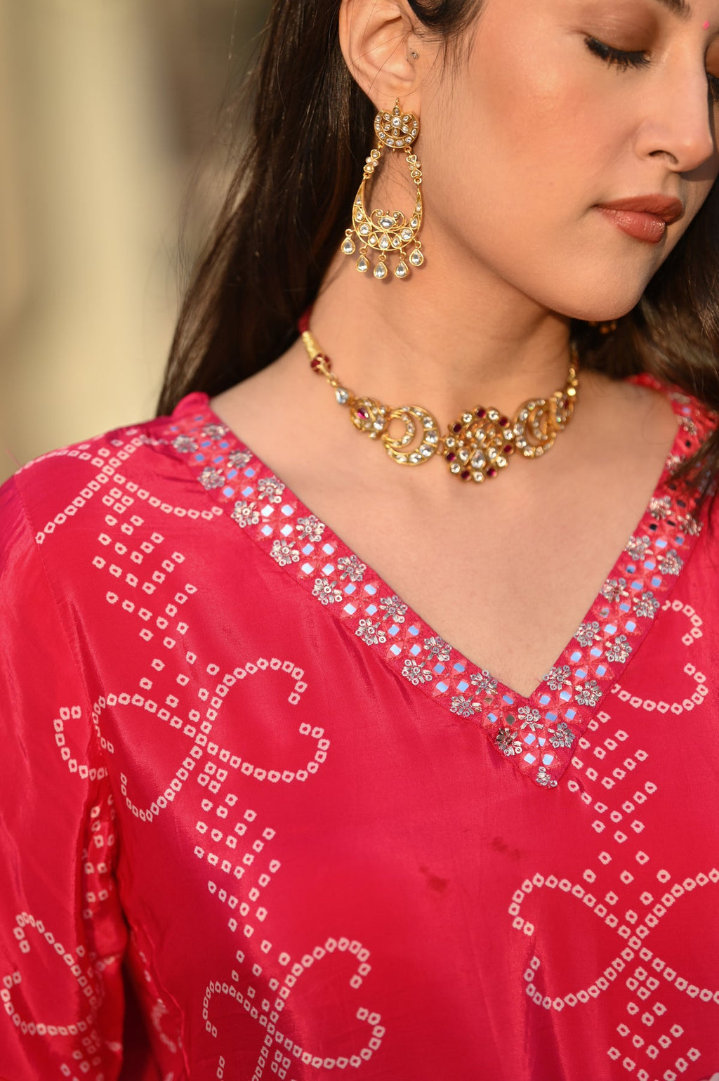 Women's Soft Chinnon Silk Embroidered Kurti Set